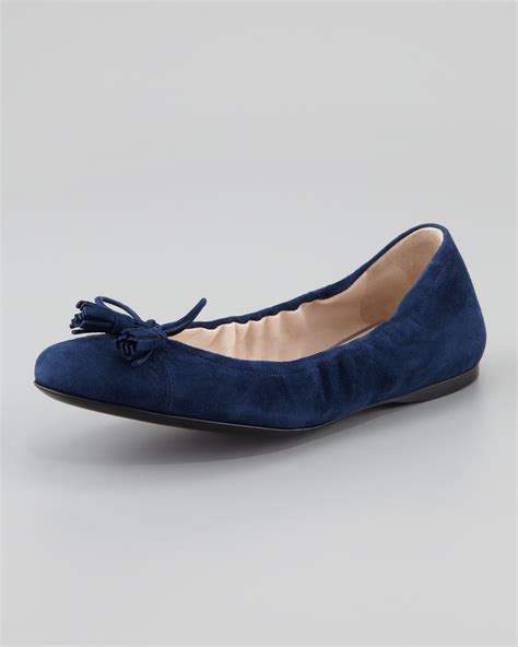 prada suede ballet flats|Prada elastic strap ballet flats.